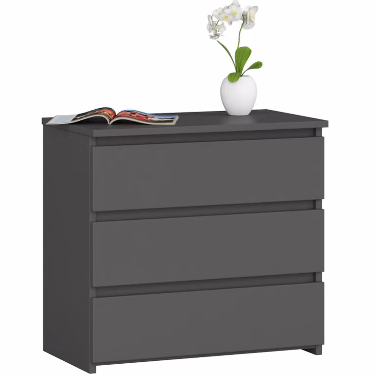 Comodino grafite CL3 con 3 cassetti - elegante e funzionale per la tua camera da letto