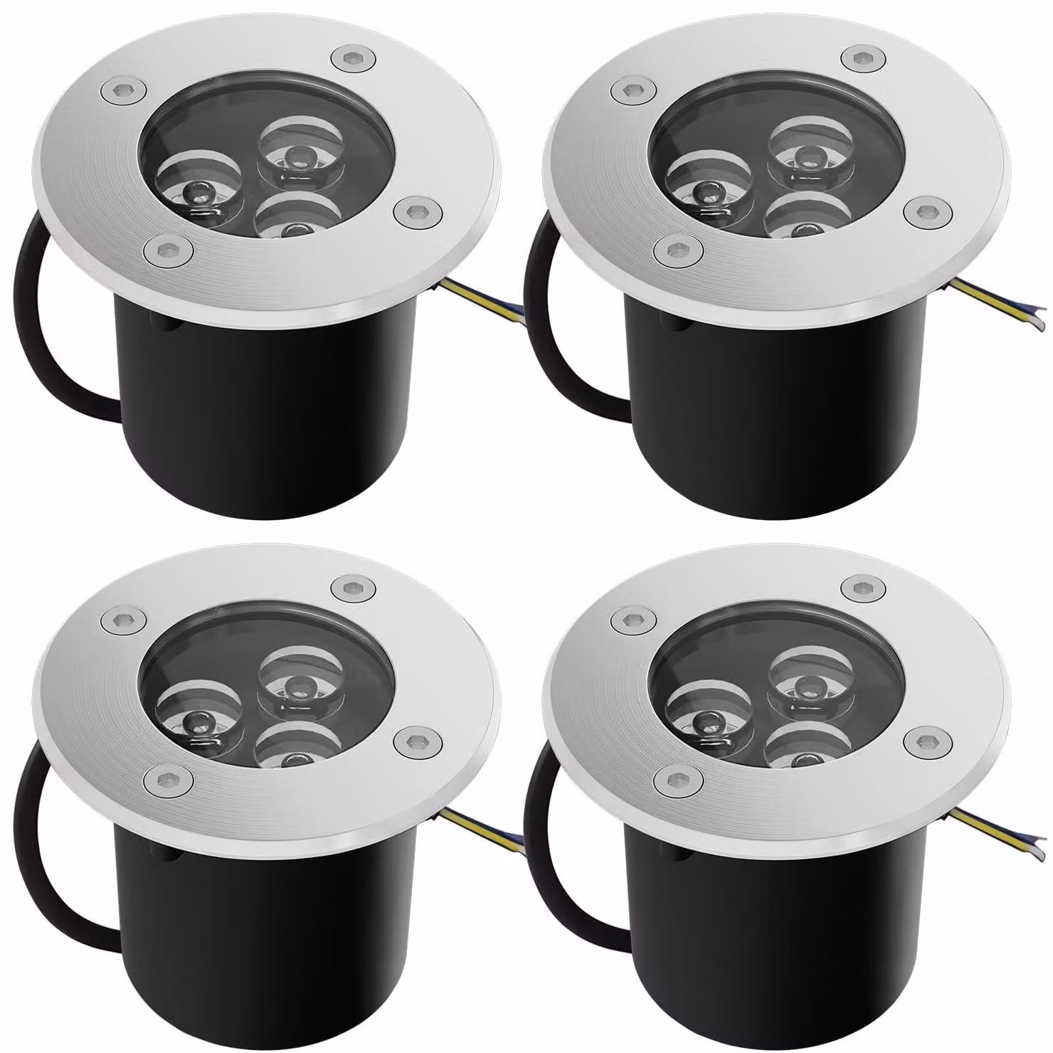 Set di 4 faretti a LED da incasso, 3W, grado di protezione IP67, luce calda, resistenti fino a 2000 kg
