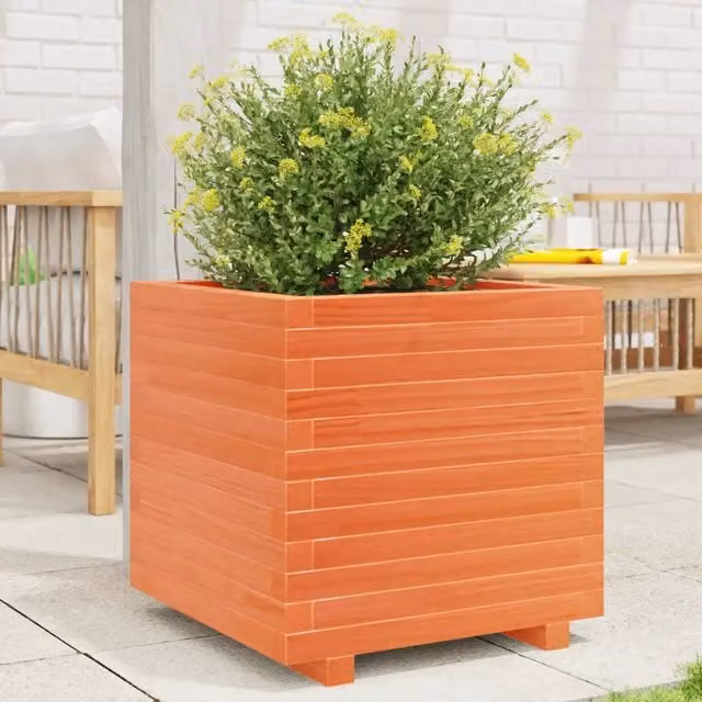Fioriera da giardino VIDAXL in legno massello marrone e arancione L/P/H: 50 x 50 x 49,5 cm