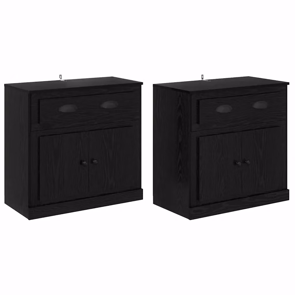Set di 2 Sideboard moderni vidaXL in legno e metallo, colore nero, L 70 cm x P 35,5 cm x H 67,5 cm – 2