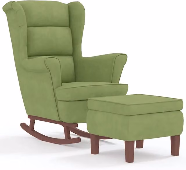 Sedia a dondolo con schienale alto in velluto verde chiaro CFW5210339