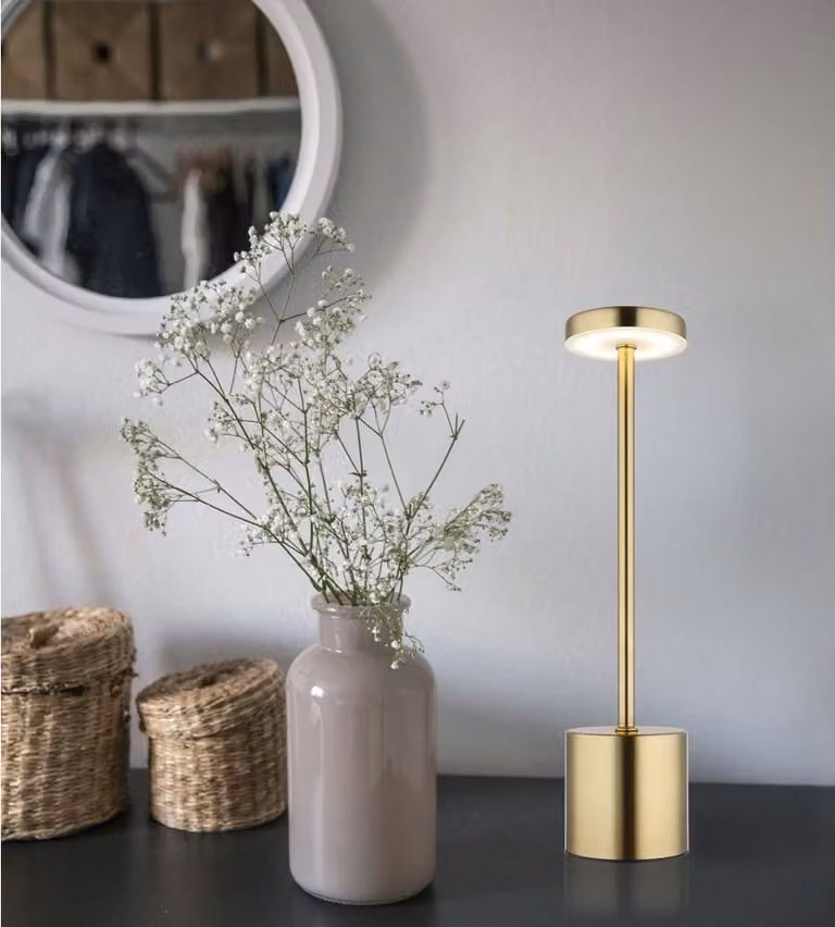 Lampada da tavolo a LED, color oro, dimmer touch, CCT, H 34 cm
