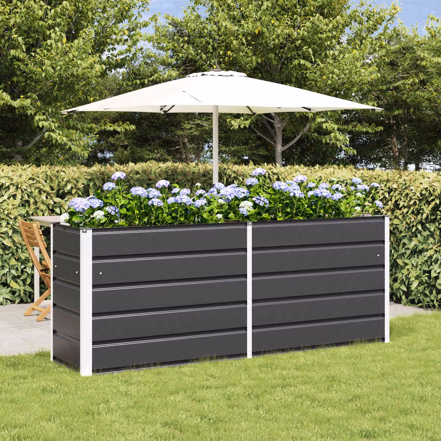 Fioriera vidaXL in acciaio zincato colore antracite L: 195 cm, P: 50 cm, H: 75 cm