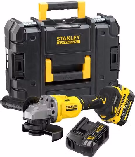 Stanley FatMax V20 SFMCG710M1T-QW Smerigliatrice Angolare Brushless 18V con 1 batteria da 4Ah e valigetta Pro-Stack Gialla