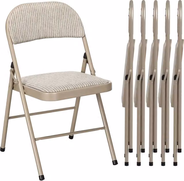 Set di 6 sedie pieghevoli da pranzo Xylo con struttura in acciaio e rivestimento in tessuto beige, L: 45 cm, P: 46 cm, H: 78 cm