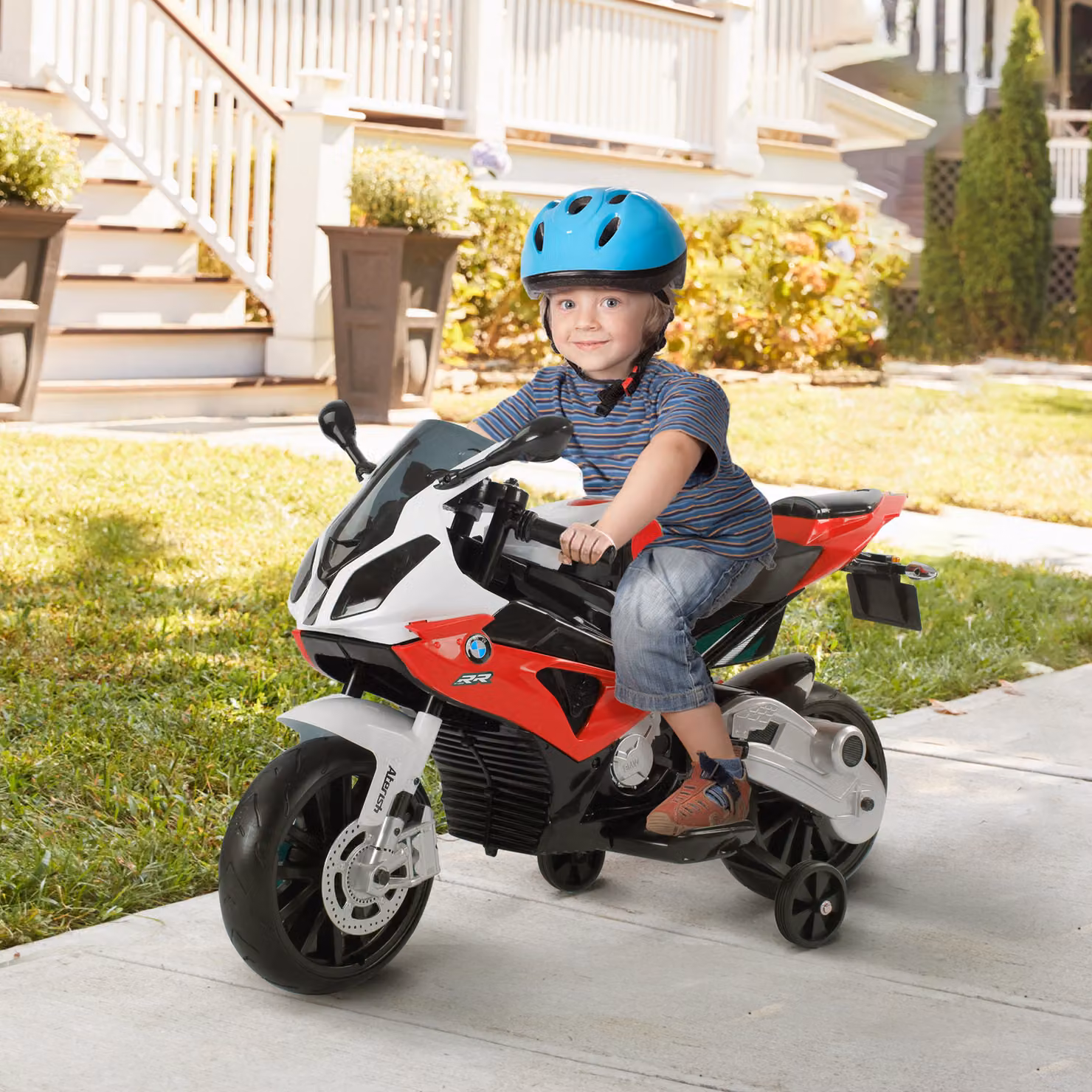 Moto Elettrica BMW RR 12V Homcom per Bambini 3-8 Anni con Luci e Suoni, Nero e Rosso – 2