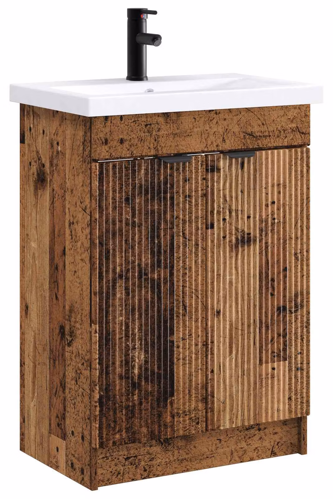 Set di mobili da bagno in legno effetto invecchiato, dimensioni 78,5 x 37,5 x 81 cm