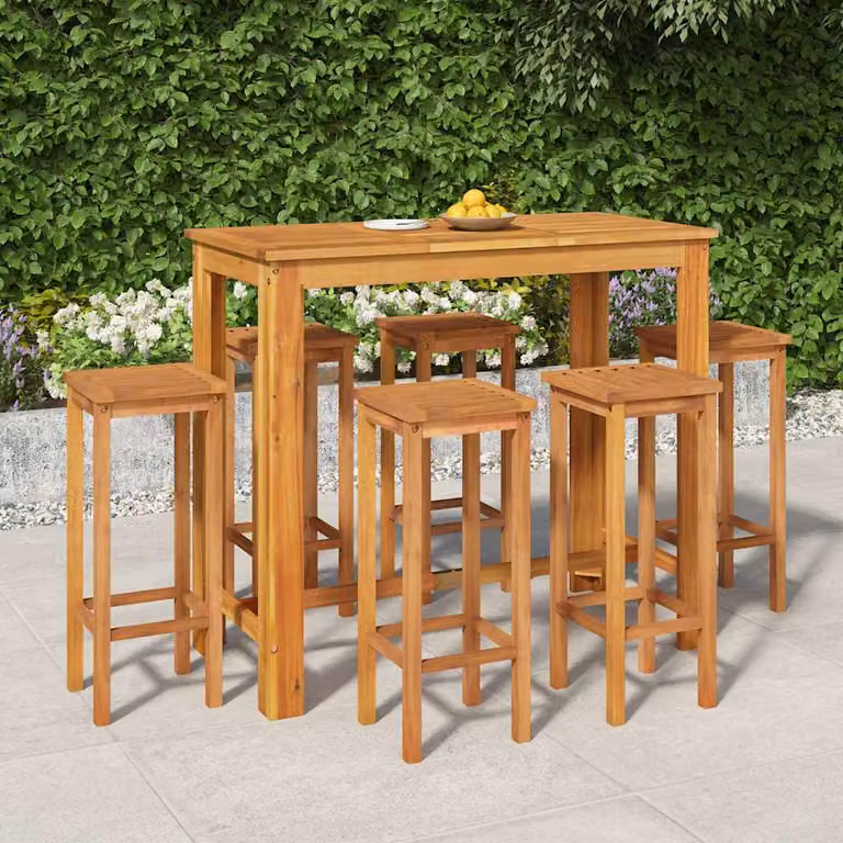 Set da Bar da Giardino vidaXL in Legno di Acacia Marrone, 7 Pezzi