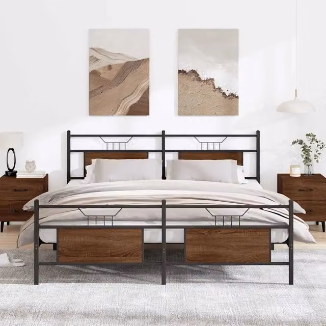 Giroletto senza Materasso in Metallo-Struttura Letto Rovere Marrone 183x213 cm 296830