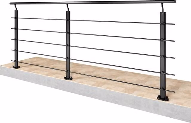 Kit ringhiera in alluminio AICA con corrimano per scala, montaggio a pavimento per uso interno ed esterno, nero opaco, L: 250 cm