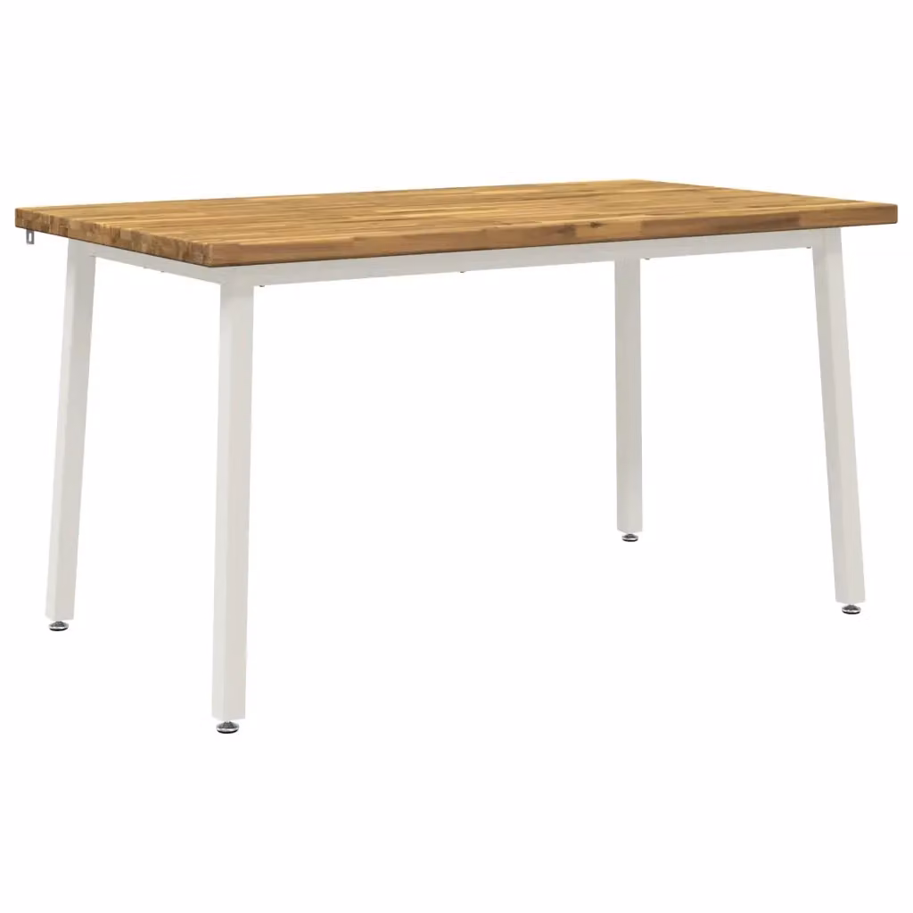 Tavolo rettangolare moderno vidaXL in legno di acacia bianco L: 140 cm, P: 80 cm, H: 75 cm – 2