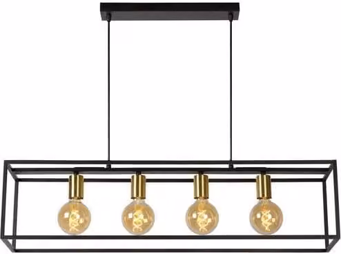 Lampadario Lucide Ruben 4xE27 nero/oro dimmerabile 92cm