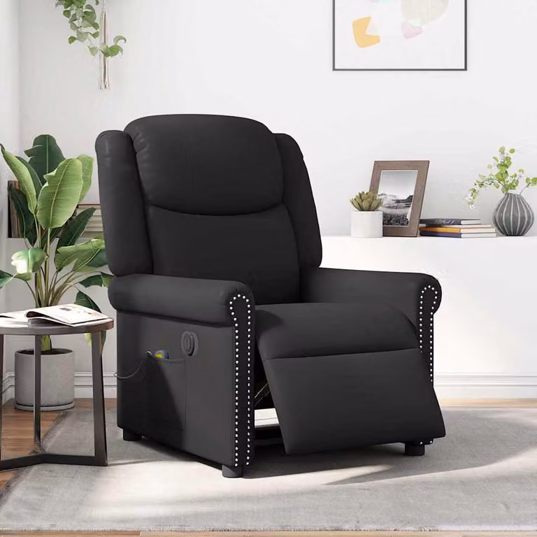 SYFAX™ Poltrona Massaggiante Reclinabile Elettrica Nero Pelle finta