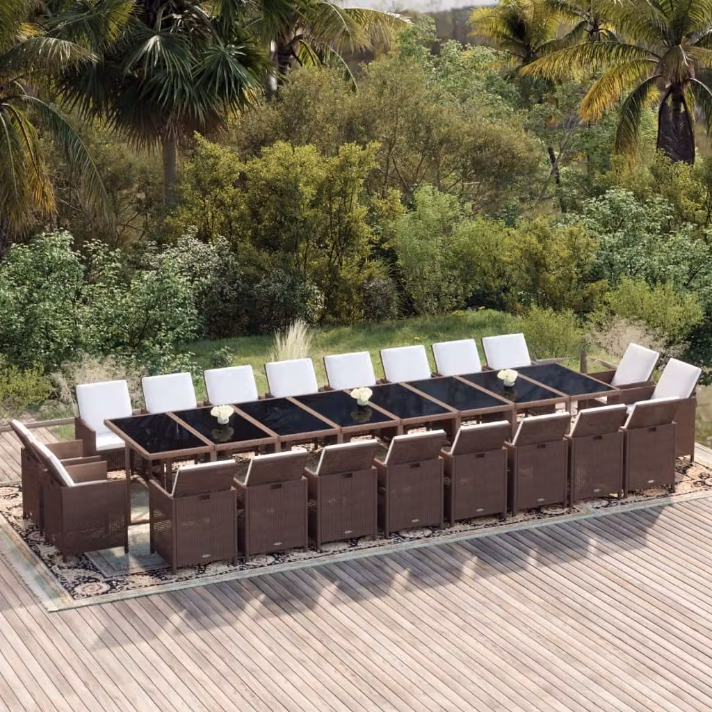 Maison Exclusive - Set da pranzo da giardino da 21 pezzi con cuscini in polyrattan marrone