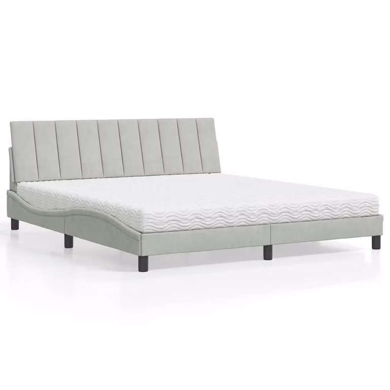 Letto con Materasso Hanko vidaXL in Velluto Grigio Chiaro 180x200 cm