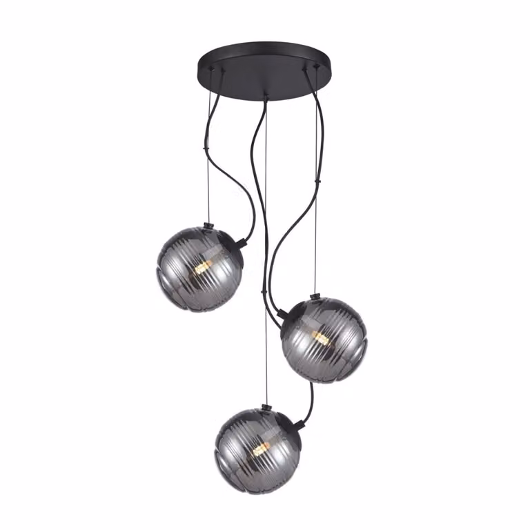 Lampada a sospensione moderna per soggiorno corridoio sfere nere rotonde 3xG9 40W PERONA Italux