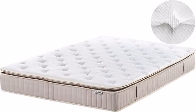 Materasso a molle insacchettate in lattice bianco e beige EU misura singola 140 x 200 cm durezza media con cerniera e rivestimento in poliestere rimovibile Accessori per la camera da letto