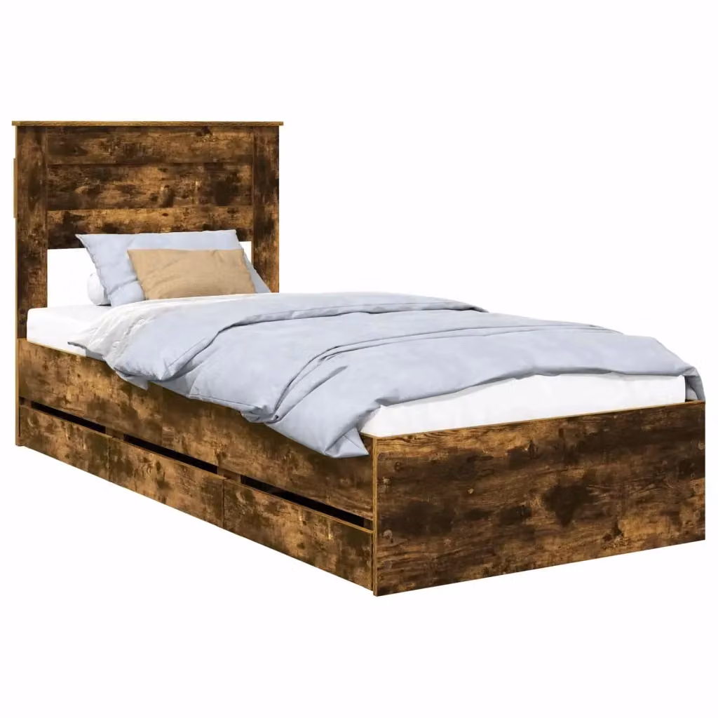 Struttura letto con cassetto vidaXL in legno Rovere fumé 80 x 190 cm – 2