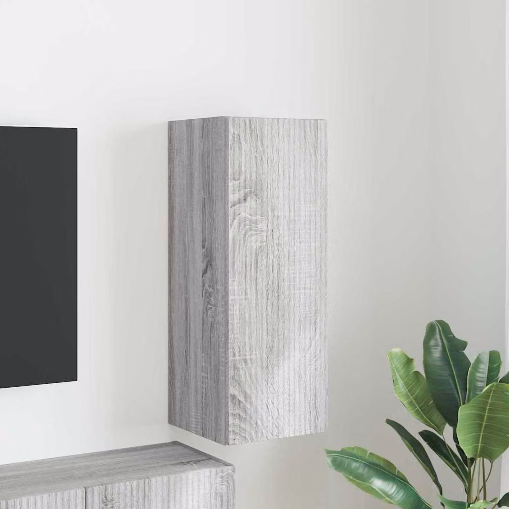 Mobile TV da parete vidaXL moderno in MDF Grigio con scomparti multimediali L/P/H: 30 x 31 x 80 cm