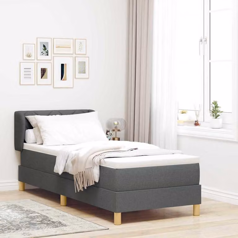 Maison Exclusive - Letto boxspring con testiera grigio scuro 80 x 200 cm in tessuto
