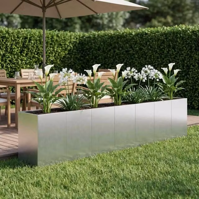 Vaso da giardino Argento 280 x 40 x 60 cm Acciaio zincato 8005909