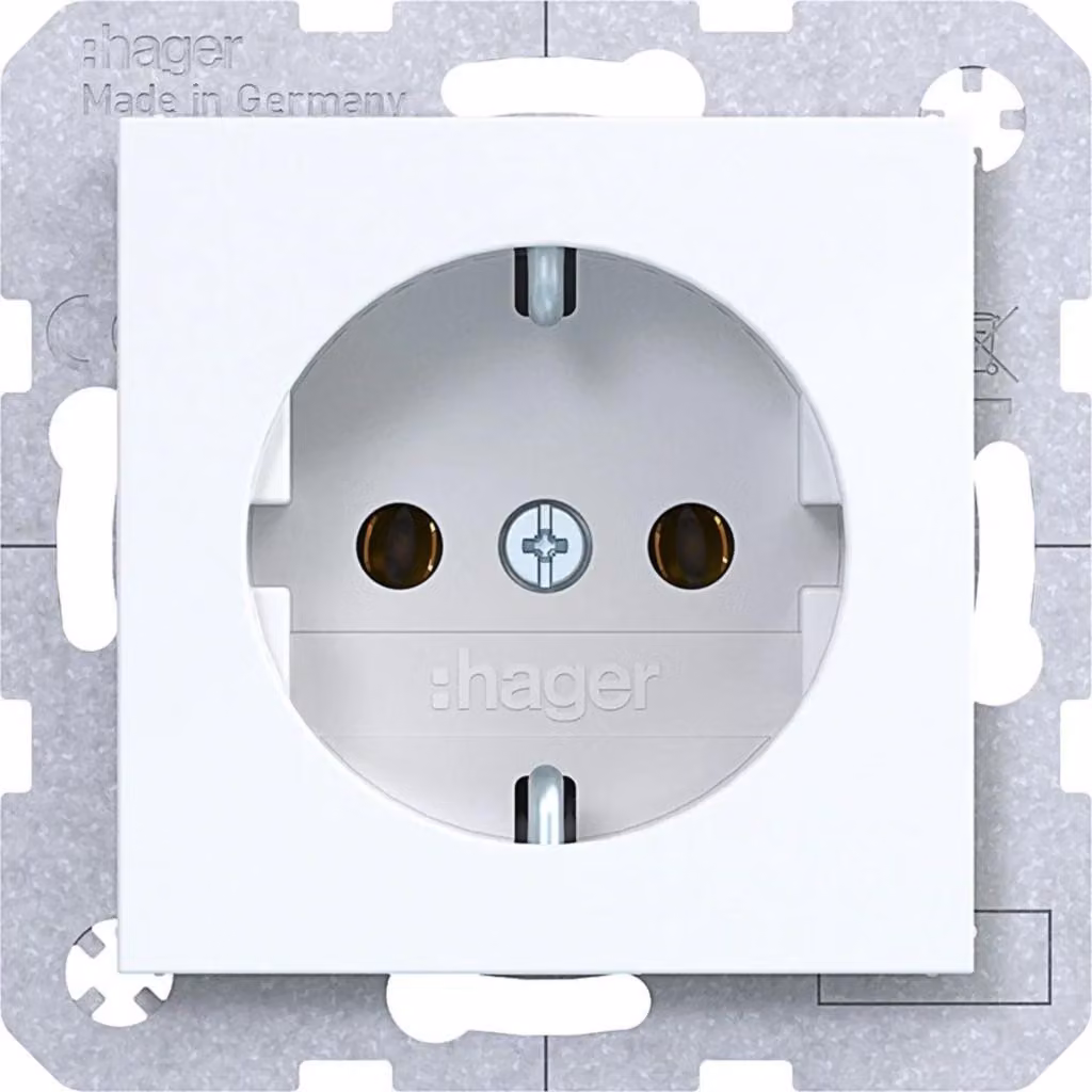 Presa Hager SCHUKO WAS1100WG A.x/C.x bianco lucido