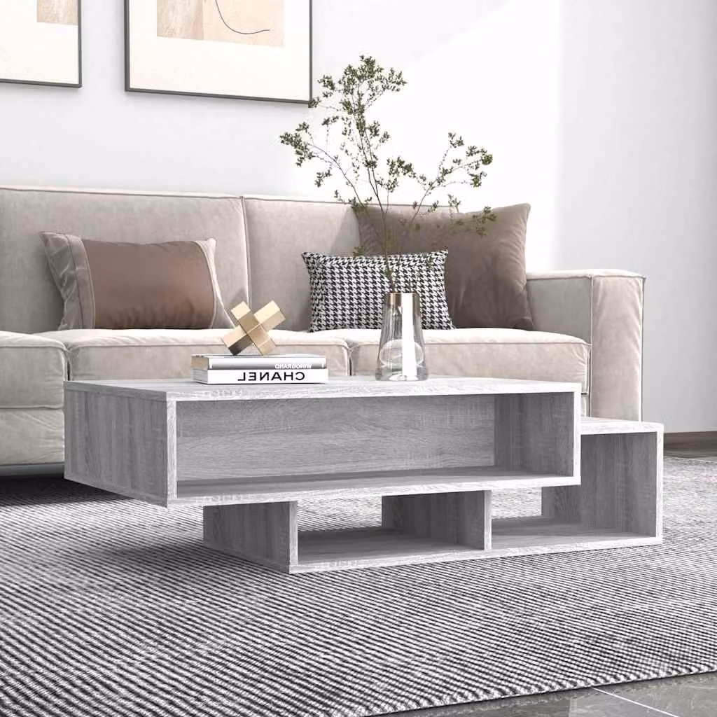 vidaXL Tavolino da Salotto Moderno in Legno Multistrato Grigio L: 105 cm, P: 55 cm, H: 32 cm