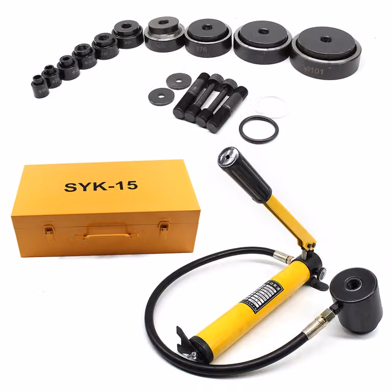 kit di punzonatura idraulica a piastra 15T, dimensioni multiple dello stampo, alta efficienza, giallo