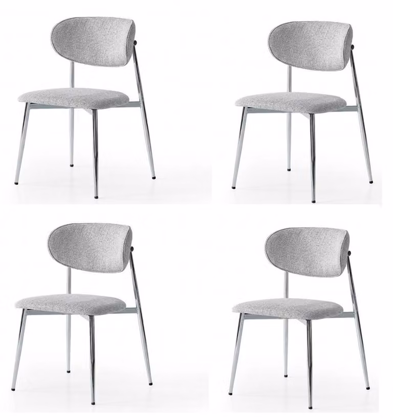 Set di sedie, 4 sedie moderne in tessuto, comode, morbide e confortevoli, grigie