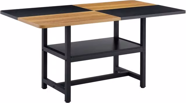 Tavolo da pranzo rettangolare in stile industriale 160x90x76 cm con ripiano multifunzione, marrone e nero, per 4-6 persone