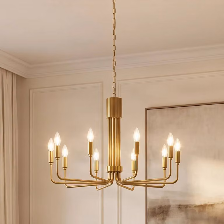 Lampadario a soffitto Elanova Lindby, dimmerabile, Ottone / Oro, Soggiorno / Sala da pranzo, Metallo, Antico, Lampadario