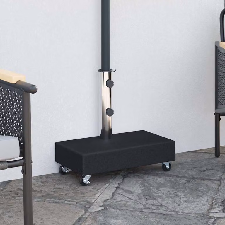 Base per ombrellone vidaXL in granito nero con accenti in acciaio inossidabile L: 45 cm, P: 25 cm, H: 8,3 cm