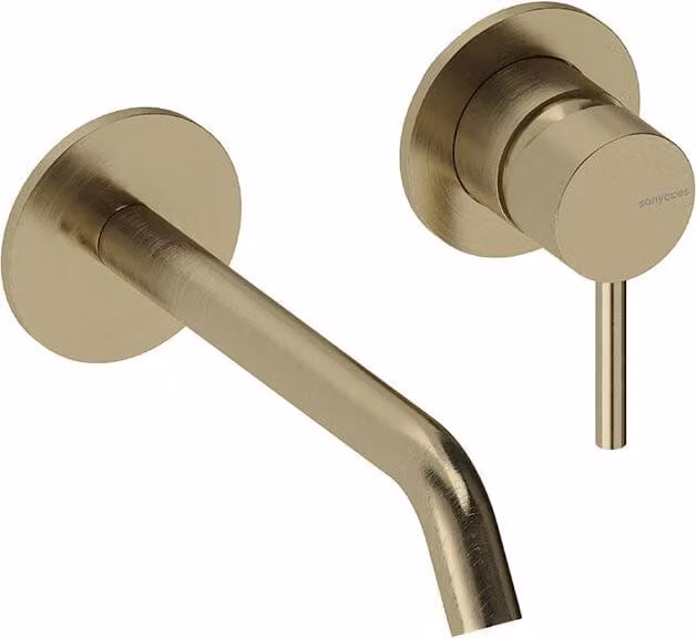 SANYCCES LOOP ColdOpen miscelatore da incasso per lavabo con sporgenza di 18 cm incl. corpo incasso, oro spazzolato