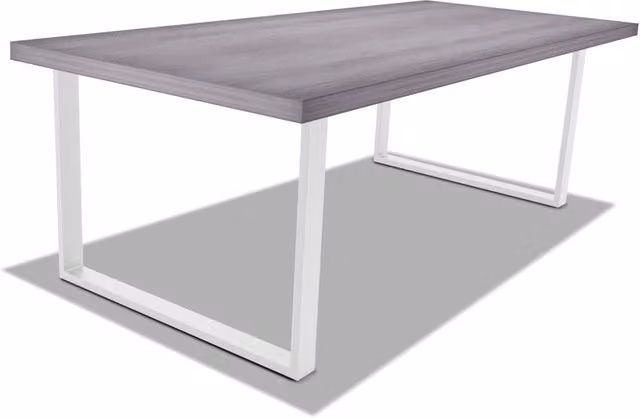 Tavolo da pranzo in legno e metallo con piedi quadrati bianchi - 220x100 cm