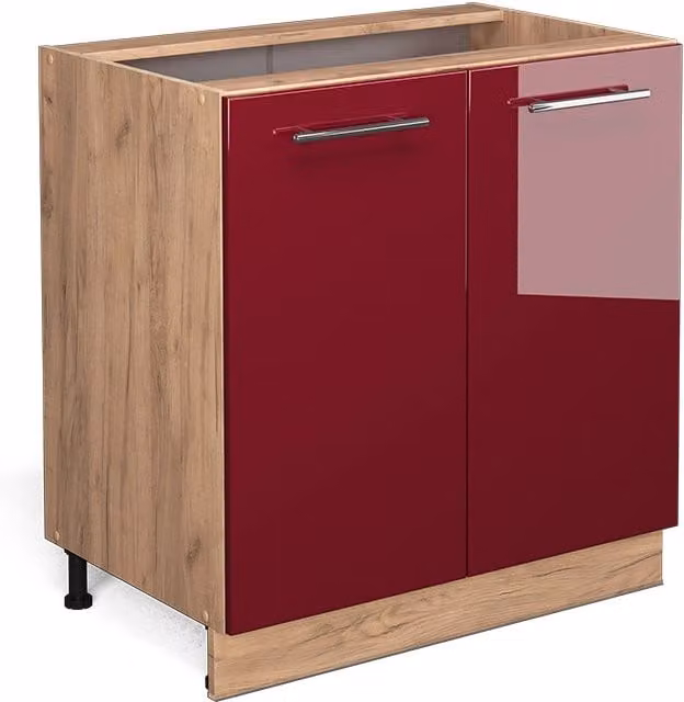Mobiletto base cucina Vicco Fame-Line bordeaux lucido e rovere dorato con ripiani interni L: 80 cm – 1