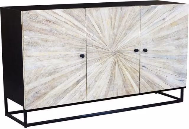 Mobile Spencer in legno di mango e struttura in ferro, stile industriale, marrone e nero, L: 150 cm, P: 40 cm, H: 85 cm – 1