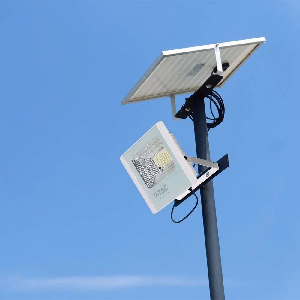 Faro LED solare V-TAC 35W 6400K bianco con telecomando, sensore crepuscolare e timer IP65 – 2