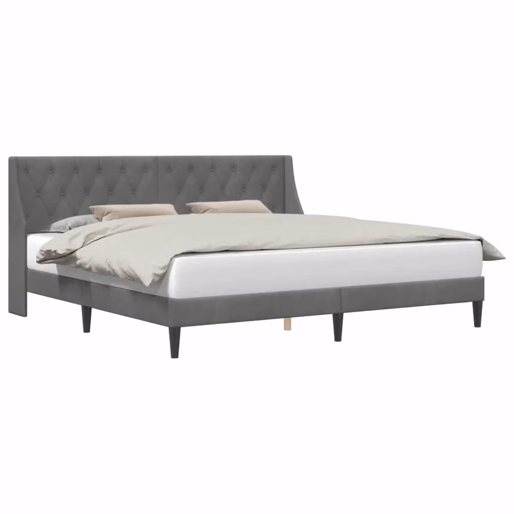 Struttura letto con giroletto in velluto grigio scuro L/P/H: 200 x 200 x 96 cm – 2