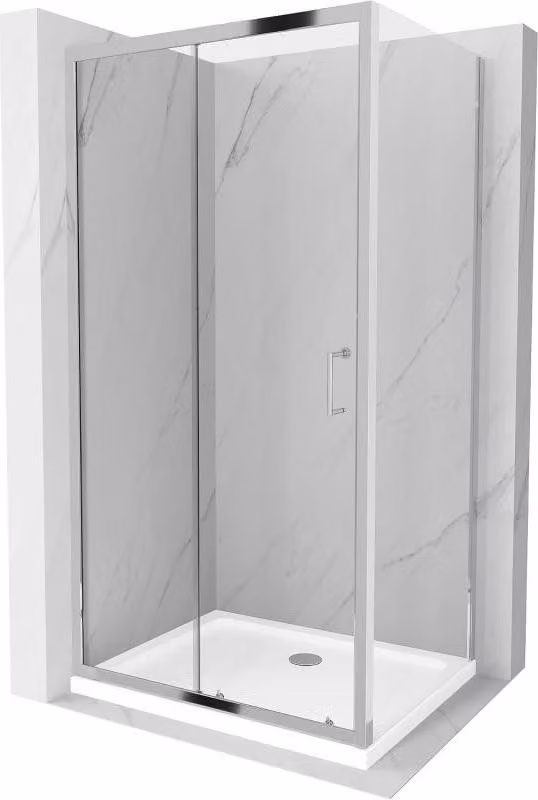 Mexen Apia cabina doccia scorrevole 90 x 70 cm, trasparente, cromato + piatto Flat - 840-090-070-01-00-4010
