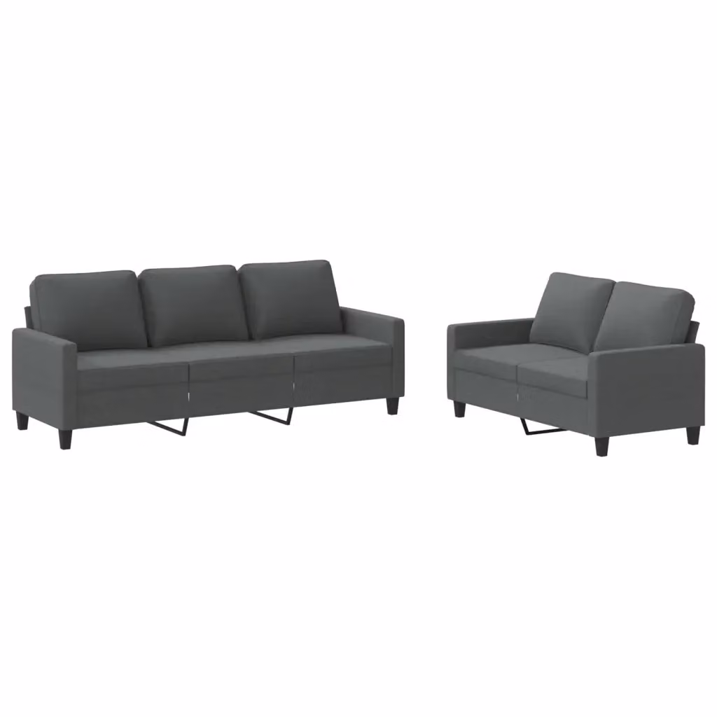 vidaXL Set di Divani 2 pz Moderno in Tessuto Grigio con Cuscini – 2