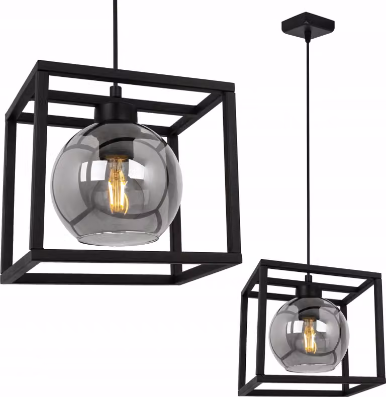 Haga Cage lampada a sospensione - Lampada a soffitto per soggiorno, camera da letto e sala da pranzo - Lampada a sospensione in metallo e vetro - E27 - Grafite - 1 lampadina