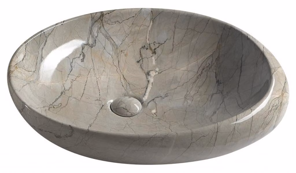 Sapho Dalma - Lavabo da appoggio, 680x440 mm, senza foro per miscelatore, senza sfioratore, grigio MM313