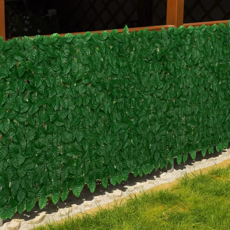 Pannello divisorio per balcone con foglie verde scuro - 300 x 100 cm