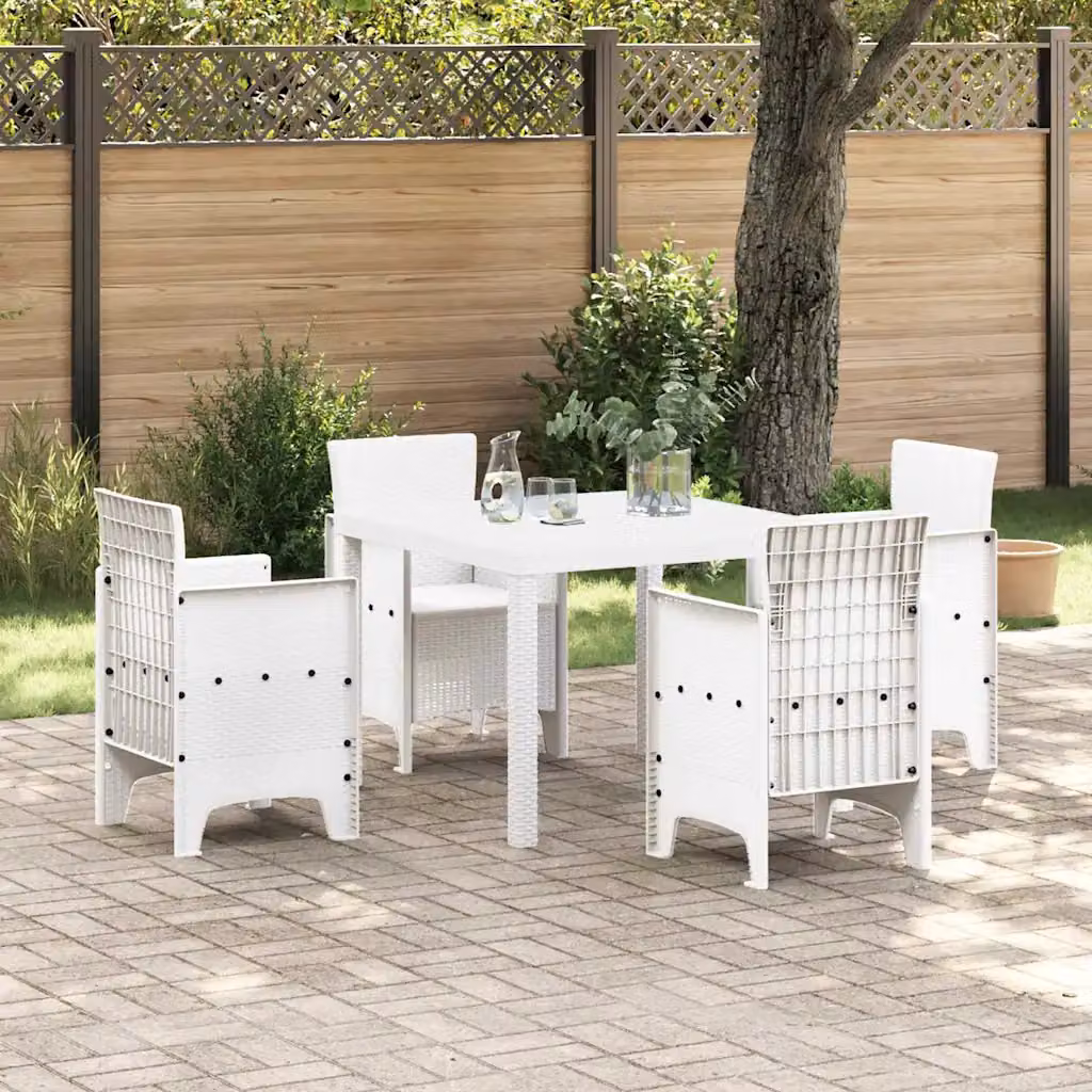 vidaXL Tavolo da giardino moderno in polyrattan bianco L/P/H: 100 x 100 x 73 cm