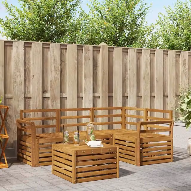 Set di divani da esterno 5 pz Naturale Poliestere 3374769