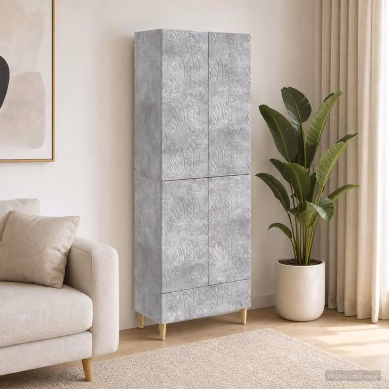 Set di 2 armadi moderni vidaXL in MDF grigio opaco con illuminazione LED e ripiani interni