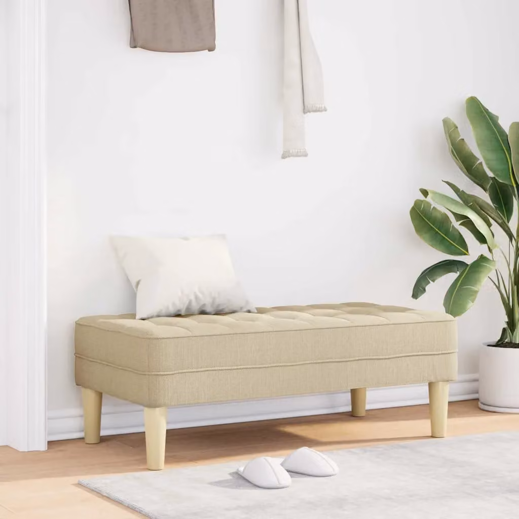 Panchina moderna vidaXL con cuscino in tessuto beige L: 113 cm, P: 57 cm, H: 39 cm