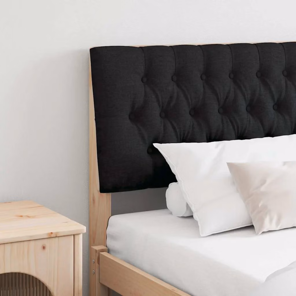 Testata imbottita moderna in pino massello colore nero per camera da letto, larghezza 200 cm – 2