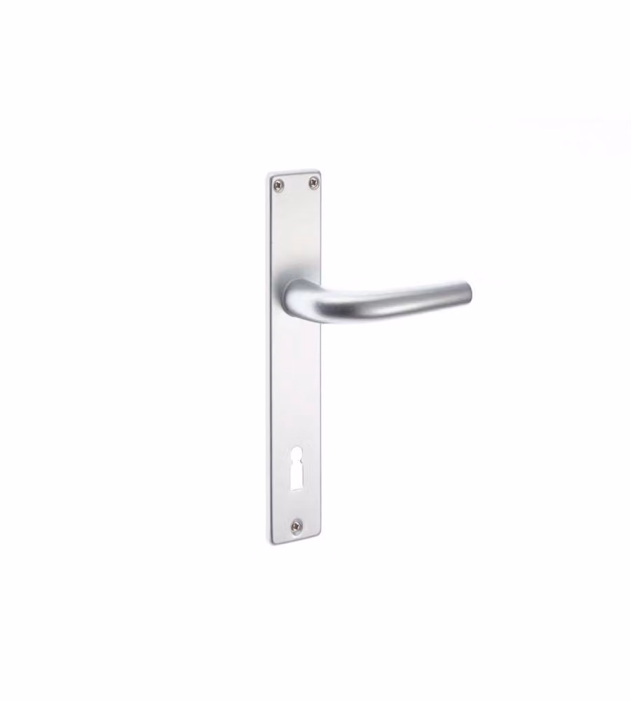 Maniglia con placca in alluminio - Argento - 90 mm