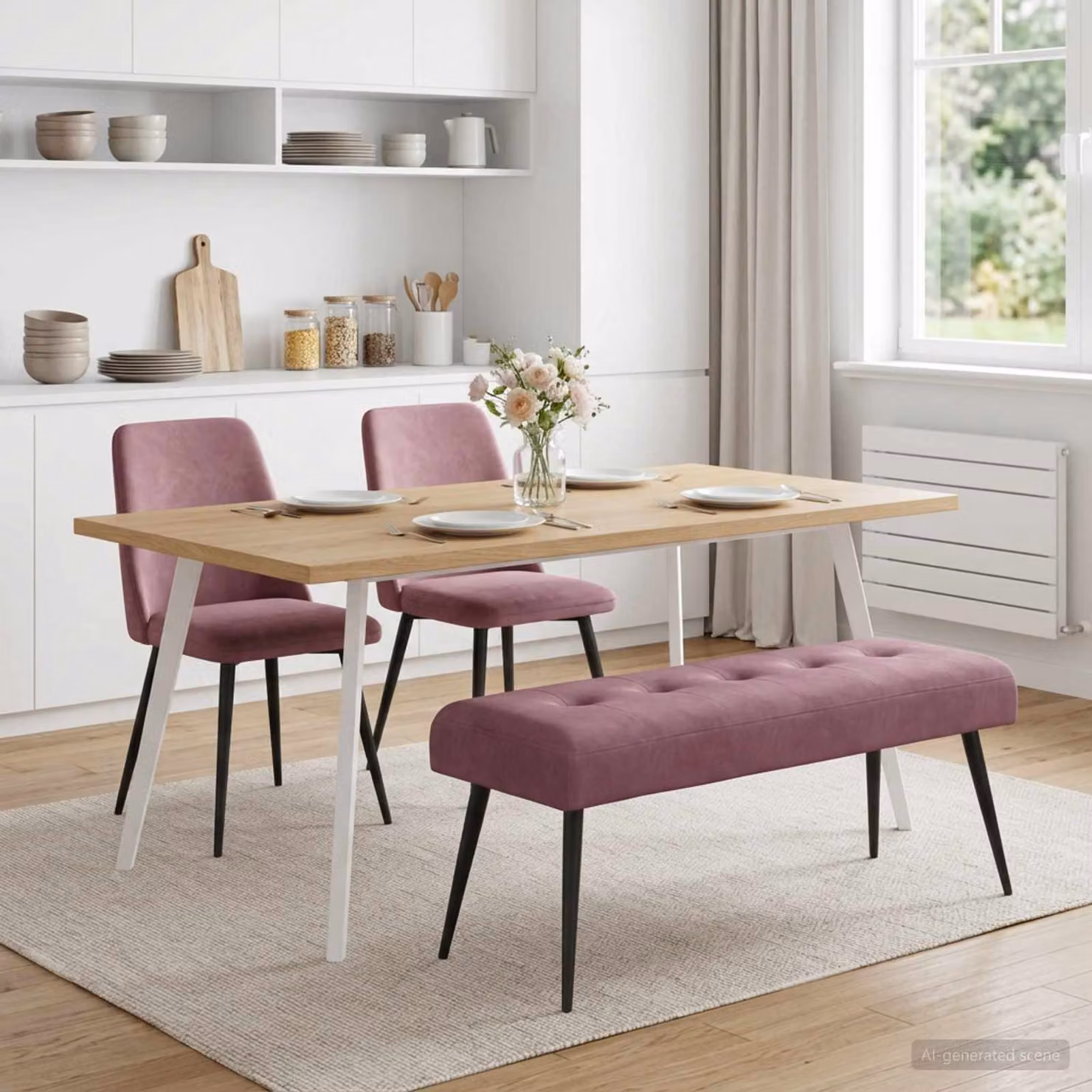 vidaXL Panchina con bottoni imbottiti Viola 110 x 40 x 46 cm Velluto